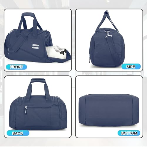 Image of Gym Bag for Men & Women - 30L Duffel Bag with Shoe Compartment, Weekender Water Resistant Duffle Bag for Travel, Sports, Fitness & Workouts, DarkBlue
