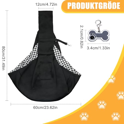 Hundetragetasche, Hunderucksack Bis 7,5kg mit Hundeknochen-Anhänger, Tragbare Verstellbar Hunde Tragetasche, für Kleine Haustier, Spaziergang Aktivitäten Im Ausflüge und Freien(Schwarz)