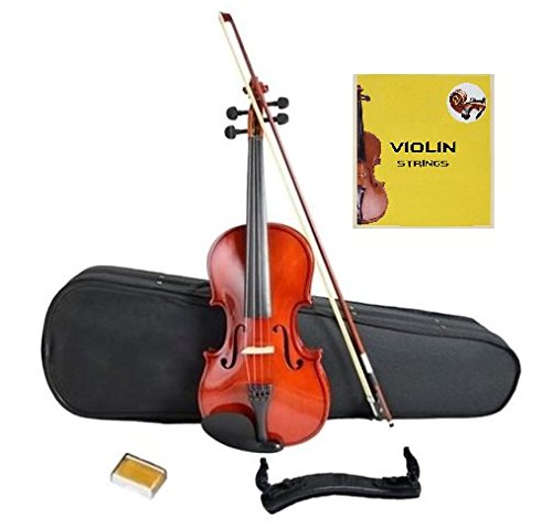 Violino 3/4 con Top in Tiglio finitura Lucida, Arco, Colofonia, Spalliera, Muta Corde di ricambio, Custodia