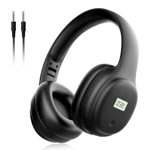 UMUTOO FM Radio Kopfhörer, Aufladbare Overhead Kopfhörer, Digitales FM Headset mit Bester Empfangsqualität, Klappbare Radio Ohrenschützer mit AUX Eingang für Mähen, Joggen, Spazierengehen