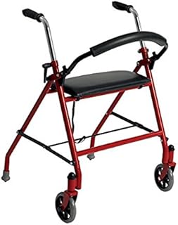 Drive Medical 1239RD Foldable Rollator Walker with Seat, Red
