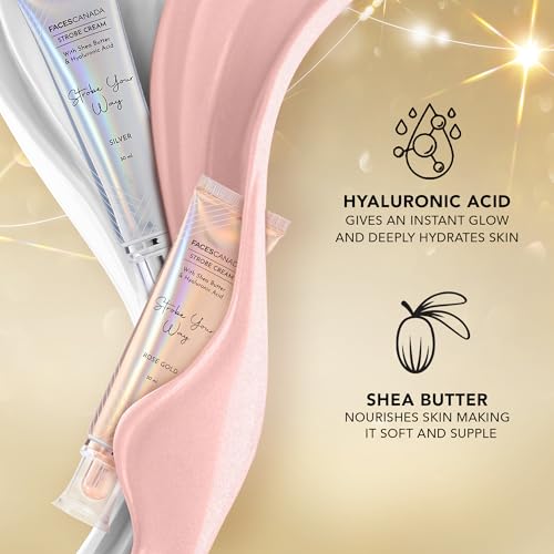 Image of FACES CANADA Brightening Duo 2 - Strobe Cream - Rose Gold, 18ml + Strobe CC Tint Mini - Sunset Glaze 02, 18ml | Radiant Dewy Glass Skin Glow | Instant Illumination | Intense Hydration | For Light to Medium Skin