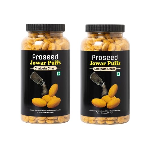 Image of Proseed Jowar Puffs Chatpata Chat, 150g x 2 Healthy Slow Roasted Tasty Snacks | Millet Snack | 100% Veg | Gluten Free, Vegan, No added Sugar | Pack of 2