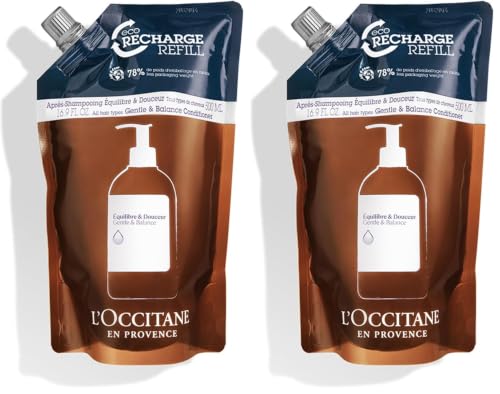 Image of L'Occitane Gentle & Balance Conditioner Refill, 500 ml | Sulphate Free| Lavender Essential Oil | For All Hair Types (Pack of 2)