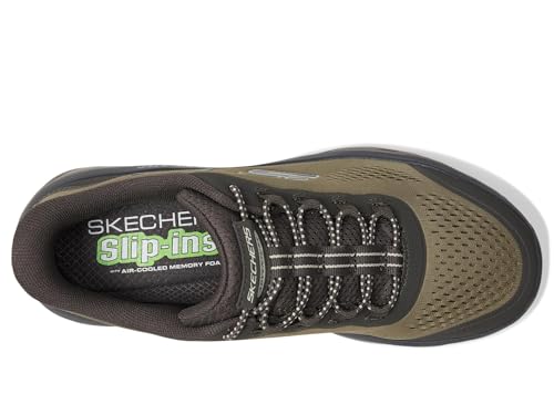 Skechers Men's Glide-Step Sole Hands Free Slip-in Sneaker,Olive,6.5