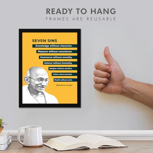 Image of Chaka Chaundh - Mahatma Gandhi, Office Quotes Frames - Motivational Quotes Wall Frames for Office - Positive Business Quotes Wall Frame - Poster - (14 X 11 Inches)