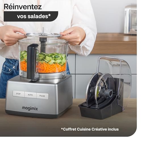 Magimix Robot de Cuisine Multifonction 5200 XL – Hachoir, Blender, Pétrin, Batteur – Accessoires Inclus – Idéal pour Famille – Moteur Professionnel Silencieux 3,6L - Fabriqué EN FRANCE (Blanc)