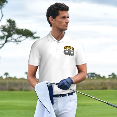 Army Ranger Tab with Airborne Wings Polo Shirts for Men, Mens Golf Shirt Quick-Dry Short Sleeve Casual4