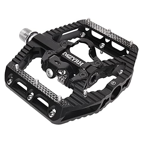 MZYRH MTB Mountain Bike Pedals 3 Bearing Flat Platform Compatible with SPD Dual Function Sealed Clipless Aluminum 9/16" Pedals with Cleats for Road Cover
