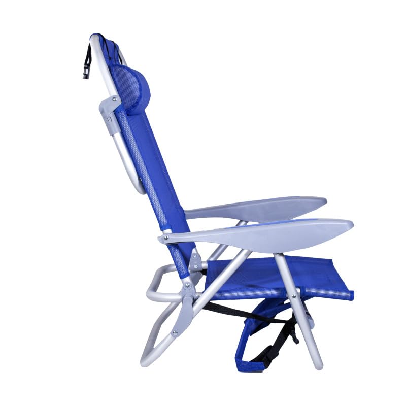 SUN & SURF Pack x2 Sillas Plegables y Reclinables 5 Posiciones con Cojín y Asas Tipo Mochila - Ligera, Estructura Muy Estable, de Aluminio con Almohada Ajustable para Máximo Confort