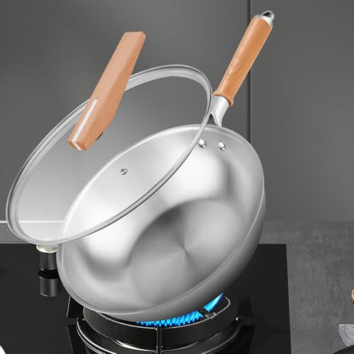 Wok titanium sin recubrimiento, base plana, 11.81 in miniatura 2