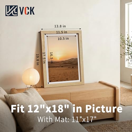 Image of VCK 12x18 Picture Frame 5 Pack, Natural Exclusive Wood, HD Glass, for Print