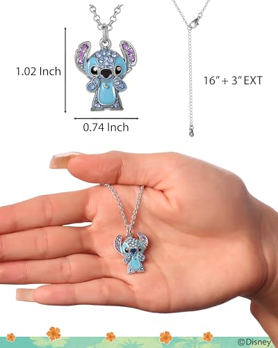 Disney Stitch Necklace for Women Official License, 16"+3" Fashion Pave Crystal Stitch Jewelry for Women4