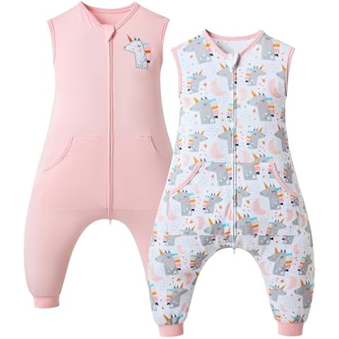 WONDAY 2 Pack Sleep Sack with Legs, Sleep Sack Baby Wearable Blanket, 0.5 TOG Toddler Sleep Sack with Feet Sleep Sacks (Unicorn zz, 12M-2T) Cover