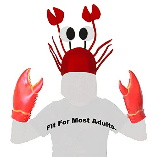 Latex Giant Lobster Crab Claws Crab Hat Novelty Party Hat 2 Pcs Costume Fancy Hat Set, Crawfish Claws Animal Hat Funny Seafood Cap For Holidays Red #TOP2