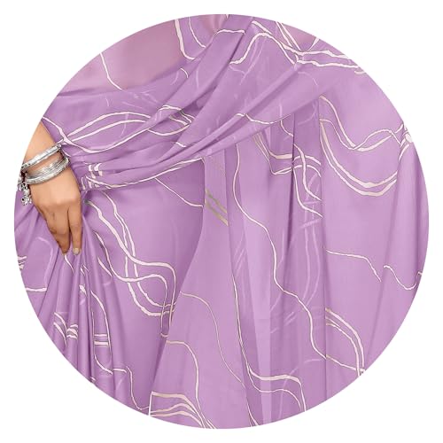 Image of MIRCHI FASHION Saree for Woman Chiffon Georgette Geometric Printed | Lightweight Farewell and Women's Office Sari with Blouse Piece