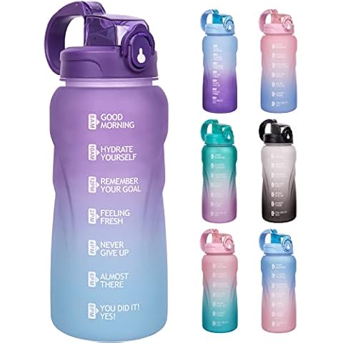 DEARRAY 2 Litre Sports Motivational Water Bottle with Straw and Time Marks, Drinking Bottle for Fitness, Gym, Yoga, Hiking Cover