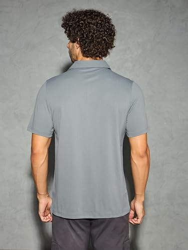 Image of TECHNOSPORT Men's Black Solid Regular Fit Spread Collar Casual Shirt with TECHNOCOOL+