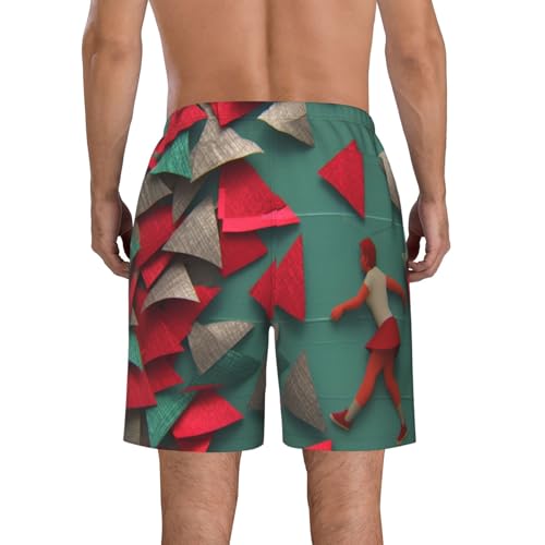 Triangular Origami Men's Beach Pants-Quick-Dry & Comfortable Mens Beach Shorts for Men, Perfect for Surfing and Everyday Wear White3