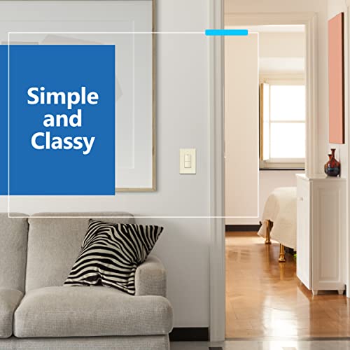 Image of LIDER Minimalist Design Lighted Double Switch, Combination Frameless Decorator Switch with Locator Light, Ground Terminal, Single Pole, 15A 120-277V, UL Listed, Thermoplastic, Matte Light Almond
