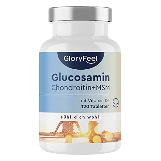 Glukosamin + Kondroitin + MSM + Vitamin D3 - För Ben och Muskler - Berikat med Kalcium och Hyaluronsyra - 120 Tabletter
