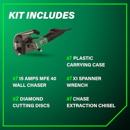 Image of Metabo HPT MFE 40 Wall Chaser For Concrete, 5-Inch Cutting Disc, 15 Amps, High-Power Drive System, Tacho-Constamatic Electronics, Dust Protection, Torque Limiting Clutch, Made in Germany, 646040620