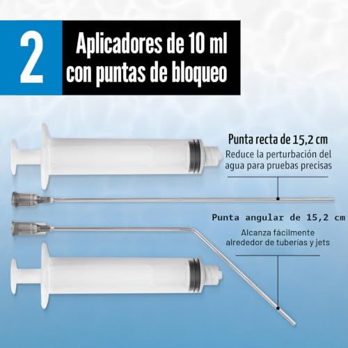Miniatura 3 de Kit De Tinte Para Detección De Fugas De Piscina, Más De 75 Pruebas, 2 Aplicadores De Precisión De Acero Inoxidable, Tinte Superior De Larga Duración Para Alberca Que Localiza Fácilmente Fugas, Para