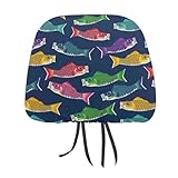 車用ヘッドレストカバー こいのぼり 鯉のぼり 2枚セット カーまくらカバー 車用ネックパッドカバー おしゃれ かわいい ヘッドレストの装飾 カー用品 取付簡単 通気 自動車 汎用 旅行 運転