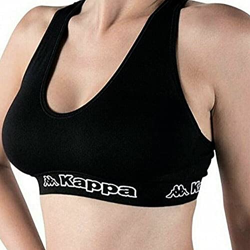 Kappa - K2150 Sujetador Mujer Deportivo Top Algodón/Lycra Color: Negro Talla: S/M