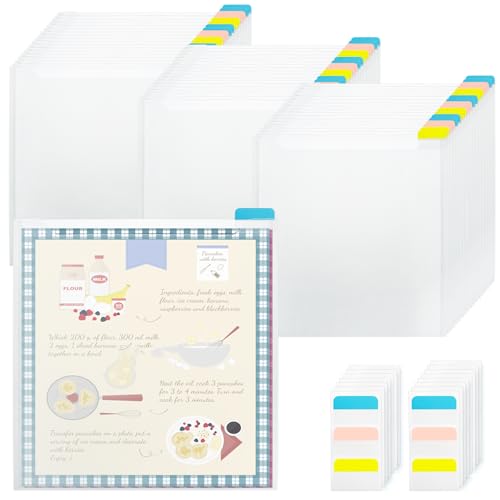 Image of 36 Pack 12 x 12 Scrapbook Paper Storage Organizer, Cardstock Paper Holder with 90 PCS Sticky Index Tab, Clear Top Loading File Folder, Plastic Craft Storage Organizer for Vinyl Papers, Photos