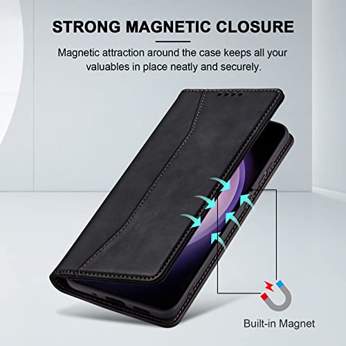 Image of Jasonyu Flip Wallet Case for Samsung Galaxy S23 Plus /S23+,Black