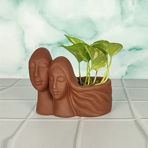 Image of Lasaki Couple Truffle Ceramic Pots for Indoor Plants, Planters, Flower, gamla, Outdoor, Balcony, Home, Garden, Office Decor, Succulent Pot(L - 16 X W - 10 X H - 14.5 cm)(Plants not Included)