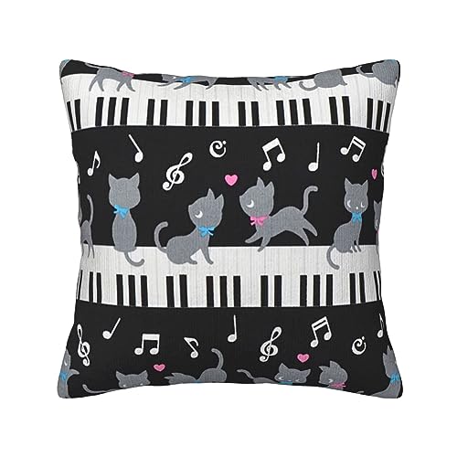 Housses de coussin velours côtelé imprimé chat musique doux