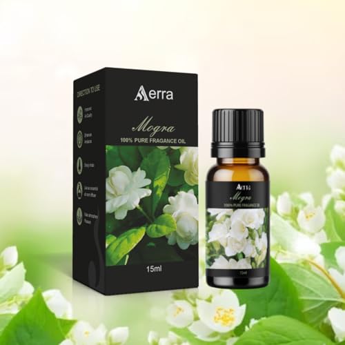 Image of Aerra Mogra (Jasmine) Fragrance Oil (15ml) for Puja, Diffuser, Candles, Soap Making | Long-Lasting Aroma Oil for Weddings