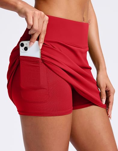 Image of SANTINY Skorts for Women with Pockets High Waisted Golf Skirts with Shorts A Line Athletic Tennis Skirt for Casual Pickleball