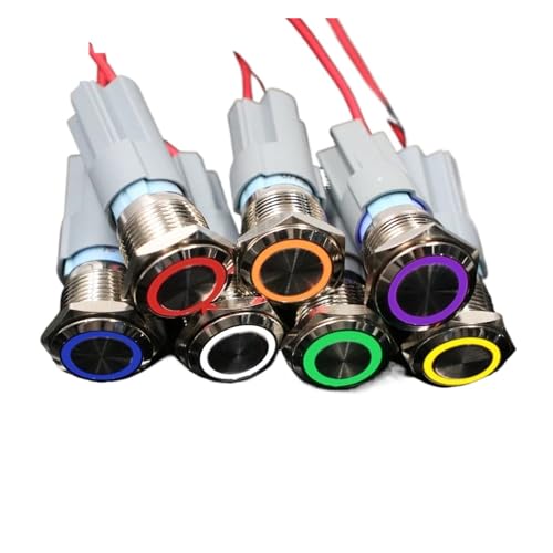 Interrupteur bouton poussoir 16mm orange metallique 12V autobloquant