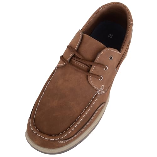 ABSOLUTE FOOTWEAR Herren-Bootsschuhe mit Schnürung, Kunstleder, lässig, braun, 45 EU