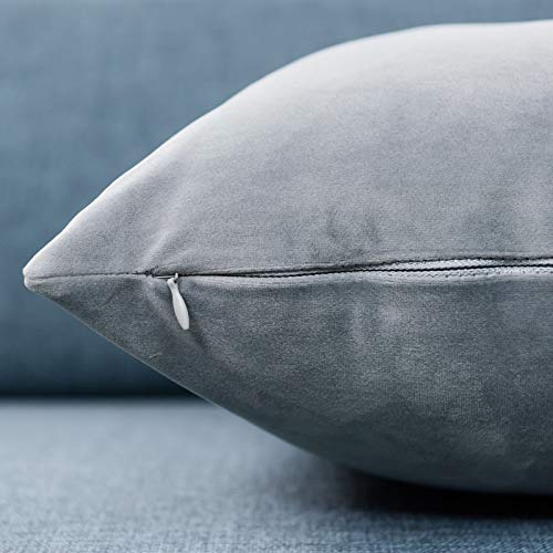 Image of JUSPURBET 16x24 Decorative Velvet Throw Pillow Covers Set of 2,Silver Gray | Modern Soft Cushion Covers Cases with Hidden Zipper for Couch Sofa Bed Living Room Bedroom Home Decor