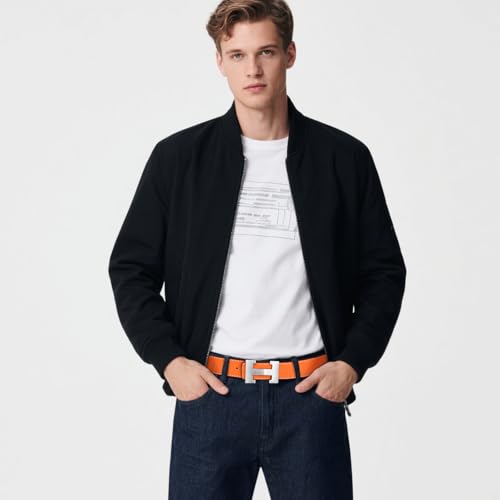 Image of Aurolran Men&Womens Leather Dress Belt Business Automatic Buckle Belt Color-Black Silver Gold