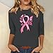 Breast Cancer Awareness Shirts Women Casual Fall Loose 3/4 Sleeve Pink Ribbon Blouses Tops Fashion Graphic Shirt 2025