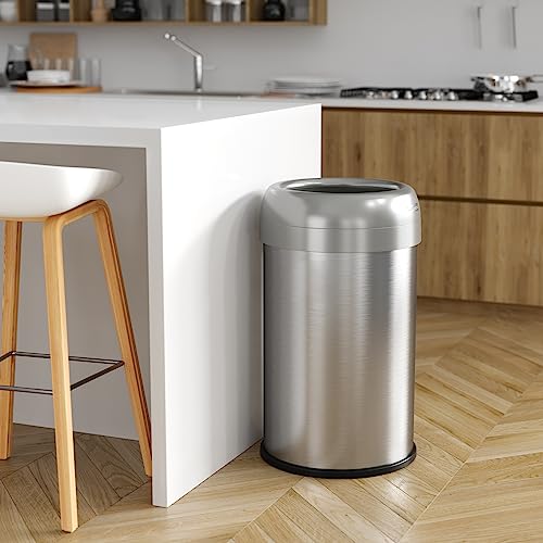 Image of iTouchless 13 Gallon Dual-Deodorizer Trash Can and Recycle Bin Stainless Steel Commercial Grade, Large 10 Inch, Home, Restaurant, Restroom, Office, Open Top, Round