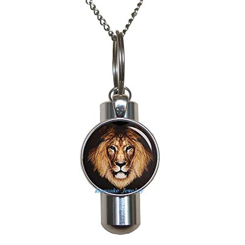 KeepsakeJewelry Lion Urn Cremation Necklace Locket, Perfume Vial, Ashes Locket, Silver Lion Cremation Locket, Silver Ashes Locket, Memorial Locket-nu174