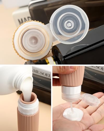 Image of Mrsdry Travel Bottles 8 Pack, TSA Approved 3 oz Toiletries Containers, Leak Proof Silicone Squeezable Essentials Jars with Clear Bag