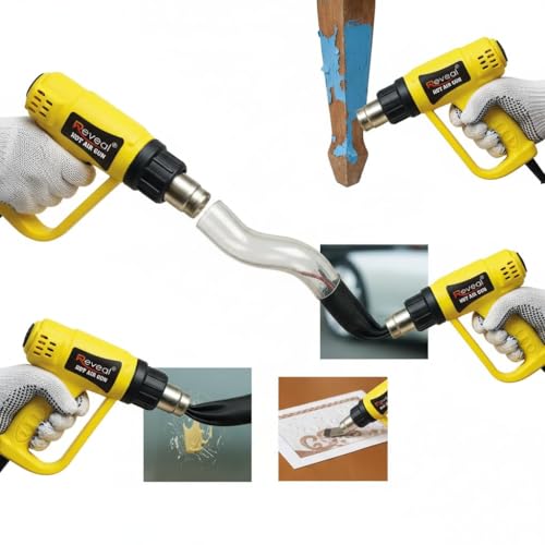 Image of 2000W Hot Air Heat Gun, 2-Mode Adjustable Temperature, Heavy-Duty, Red, for Shrink Wrapping, Paint Removal and Soldering (YELLOW)