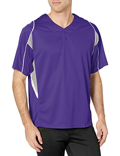 Alleson Athletic Men's Baseball Jersey, Purple/Grey/White, Large