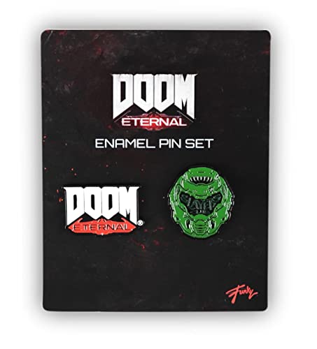 Doom Eternal Slayer's Club & Doom Eternal Logo Pin Set | Exclusive Doom Series Enamel Collector Pins | Set Of 2
