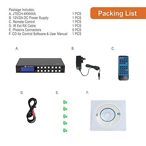 Matriz HDMI 4K 4x4 J-Tech Digital con audio y control web JTECH-4KM44A 7