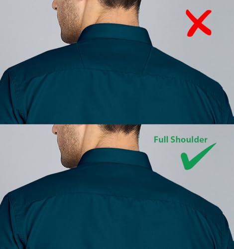 Image of MILDIN Men's Cotton Blend Solid Shirt with Spread Collared Half Sleeve Curved Hemline Button Closure Regular Fit and One Pocket | Half Sleeve Shirt for Men