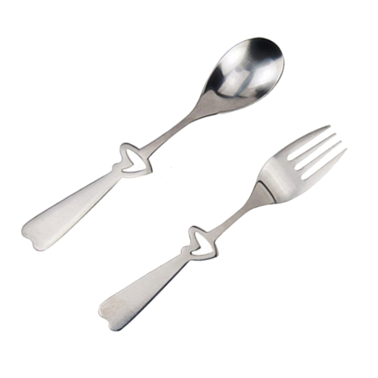 SOLUSTRE 2 Piece Heart Shaped Handle Stainless Steel Cutlery Set for Weddings and Everyday Use Creative Design for Picnics Office and Home Dining