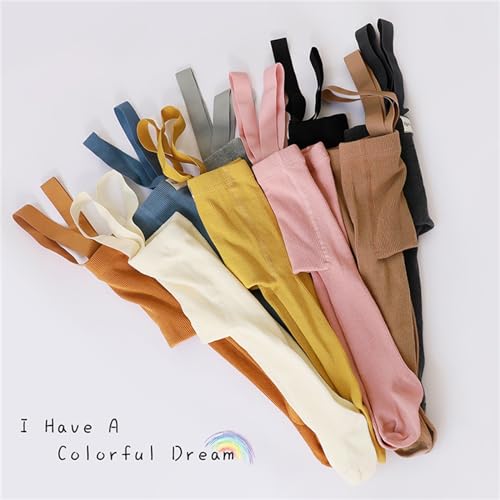 Baby Girl Boy Suspender Tights Pantyhose Ribbed Knit Leggings Stockings Solid Color High Waist Cute Footed Pants3